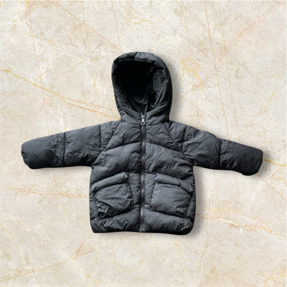 ZARA Black Hooded Puffer Coat Winter Zip Jacket Boys/ Girls Baby 18-24 Months